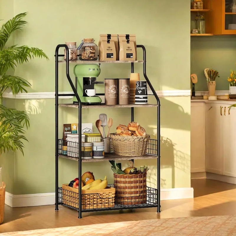 Kitchen Baking Table - Prateleira de armazenamento de madeira e