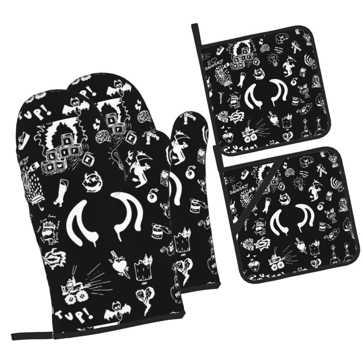 Kitchen Baking Drawing - Luvas de Forno e Suporte para