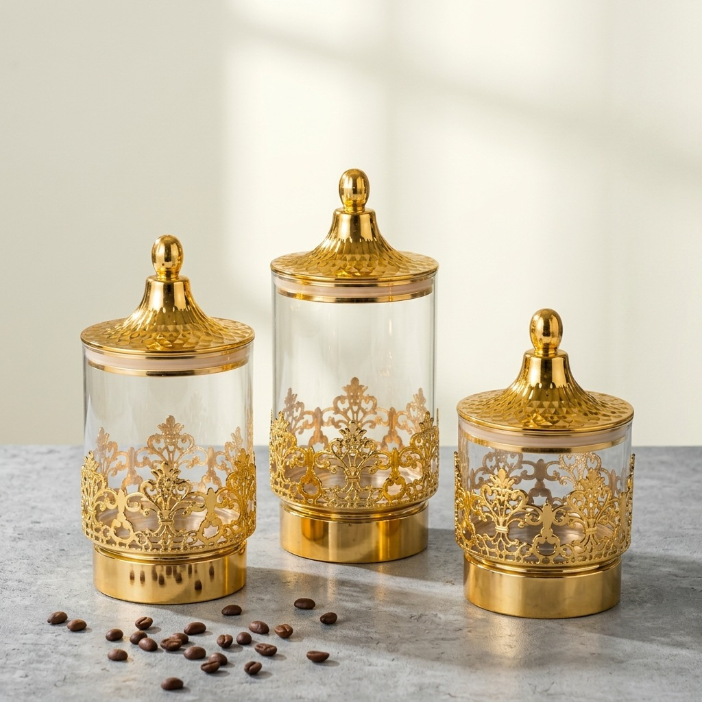 Latas Transparentes Douradas R - Kitchen Baking Organization avaliação e preço